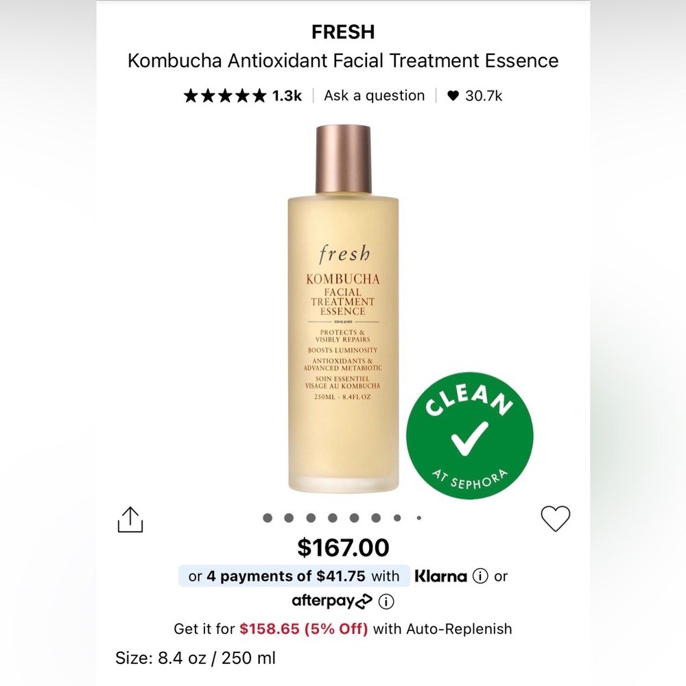 Fresh Black Tea Kombucha Facial Essence Value Size - BRAND NEW